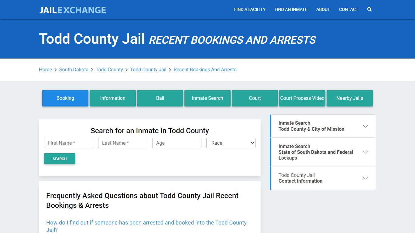 Todd County Jail Recent Bookings And Arrests - Jail Exchange