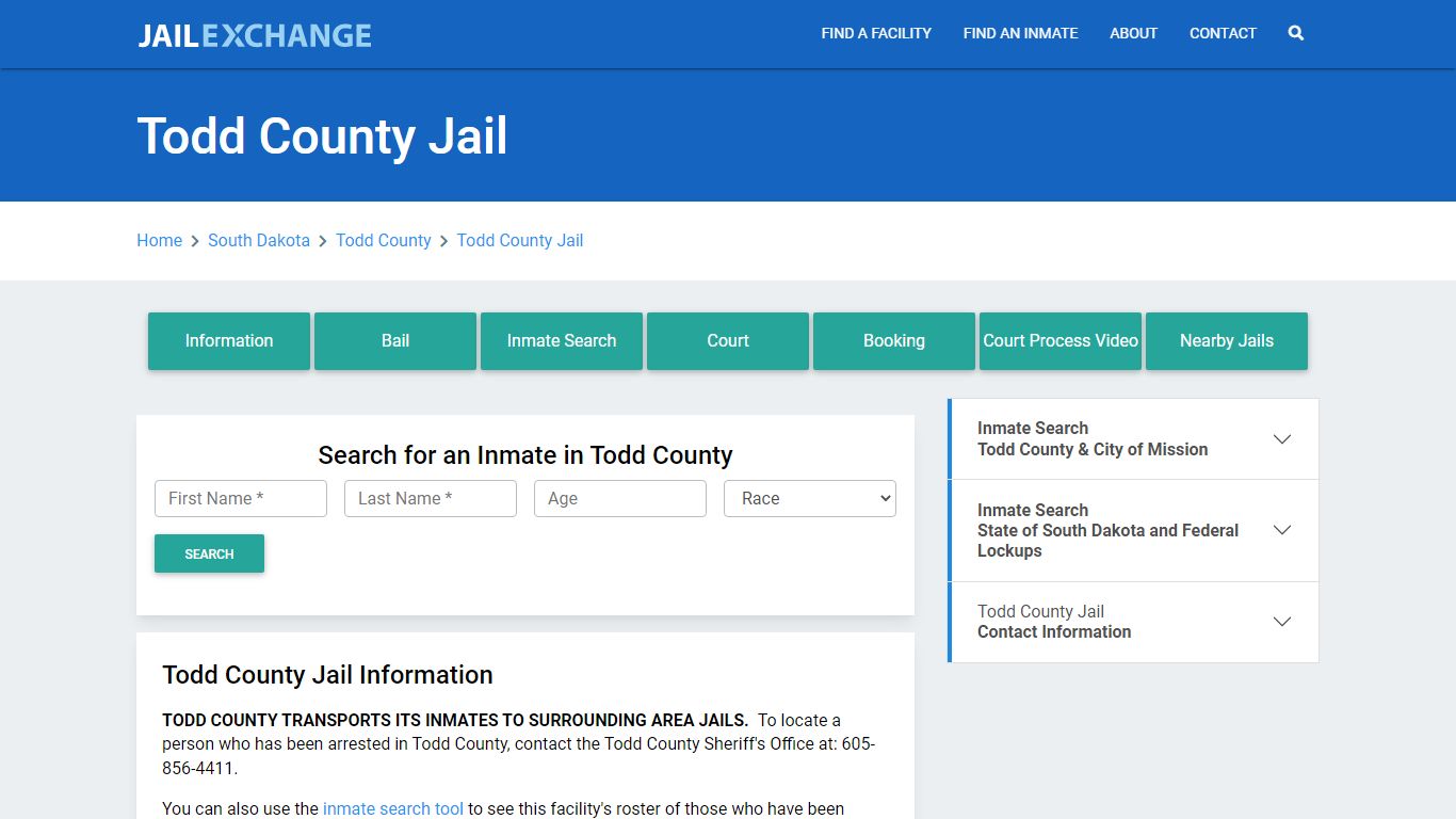 Todd County Jail Roster Lookup, SD, Inmate Search - Jail Exchange