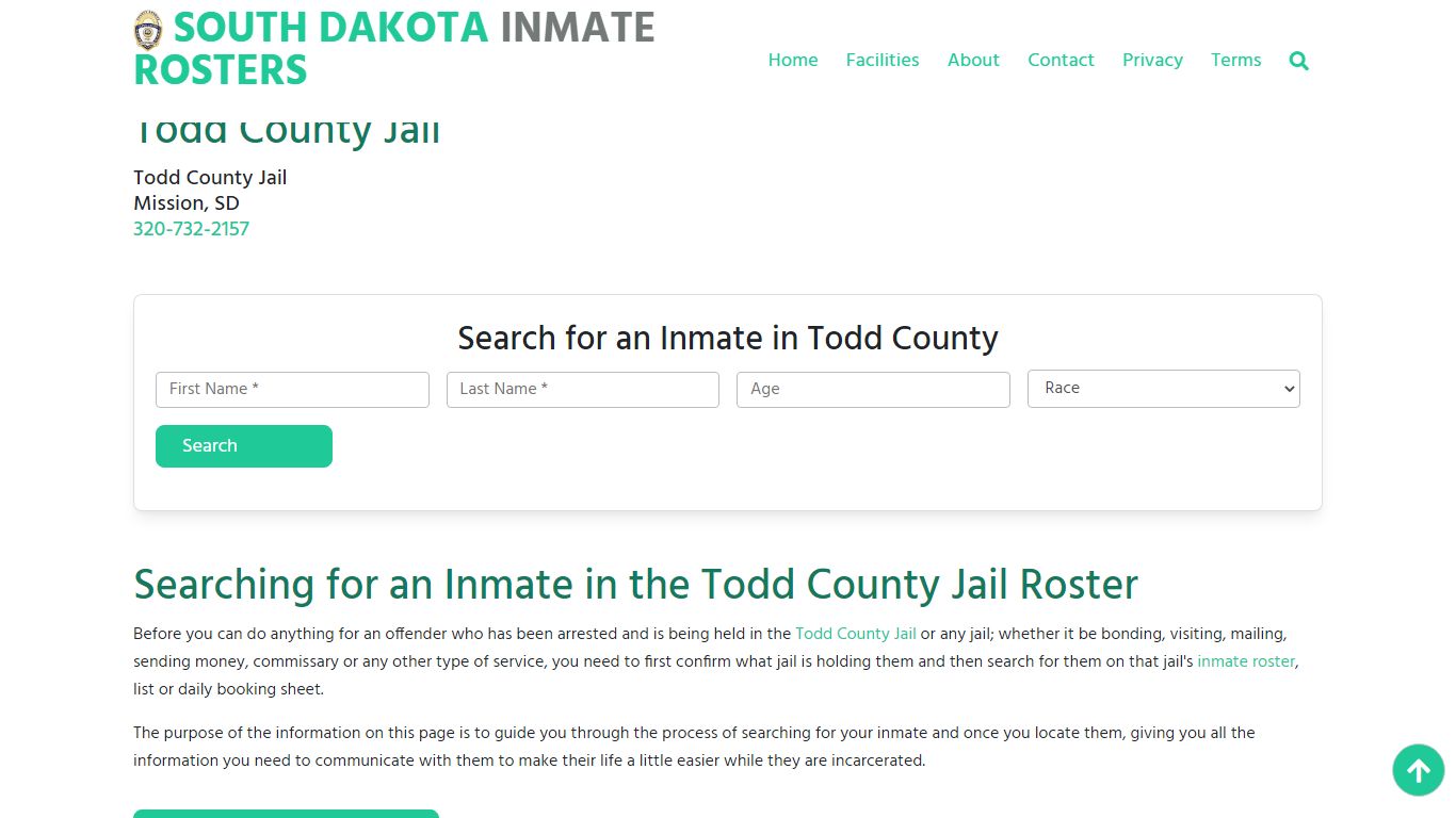 Todd County Jail SD: Inmate Search & Roster