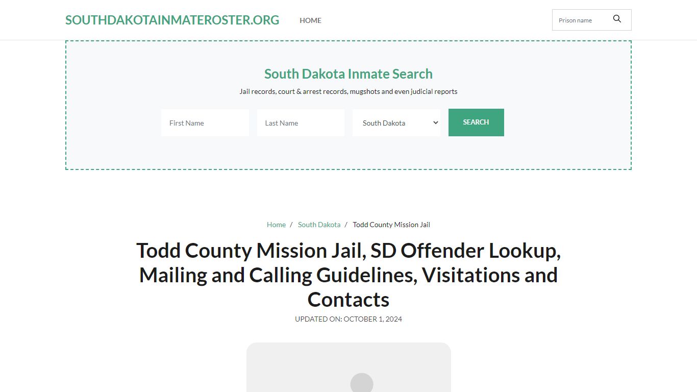 Todd County Mission Jail, SD: Inmate Search Options, Visitations, Contacts